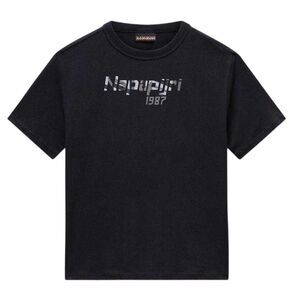 Napapijri Childrens/Kids Graphic Print Regular Short-Sleeved T-Shirt / Black Bea